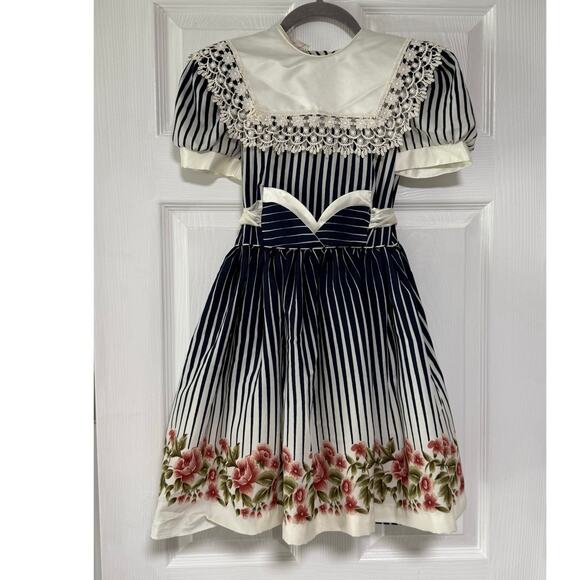 Vintage Kerena Girls Toddler Floral Lace Fit and Flare Dress Size T8 - Picture 1 of 11